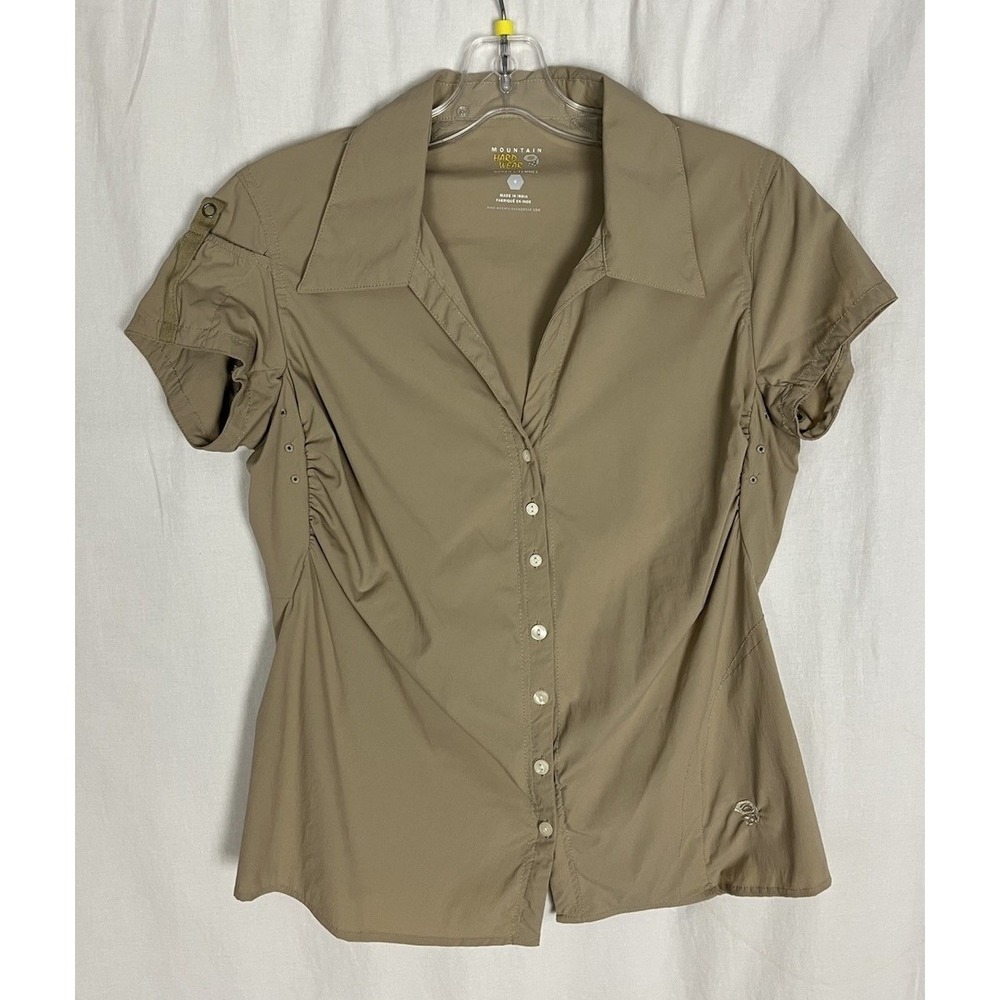 Mountain‎ Hardwear Women's Button Up Shirt Size 8 Tan Water Resistant - Picture 9 of 10